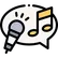 Sprechblase mit Mikrofon und Musiknote