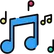 Blaue Musiknote als Symbol für Musikauswahl