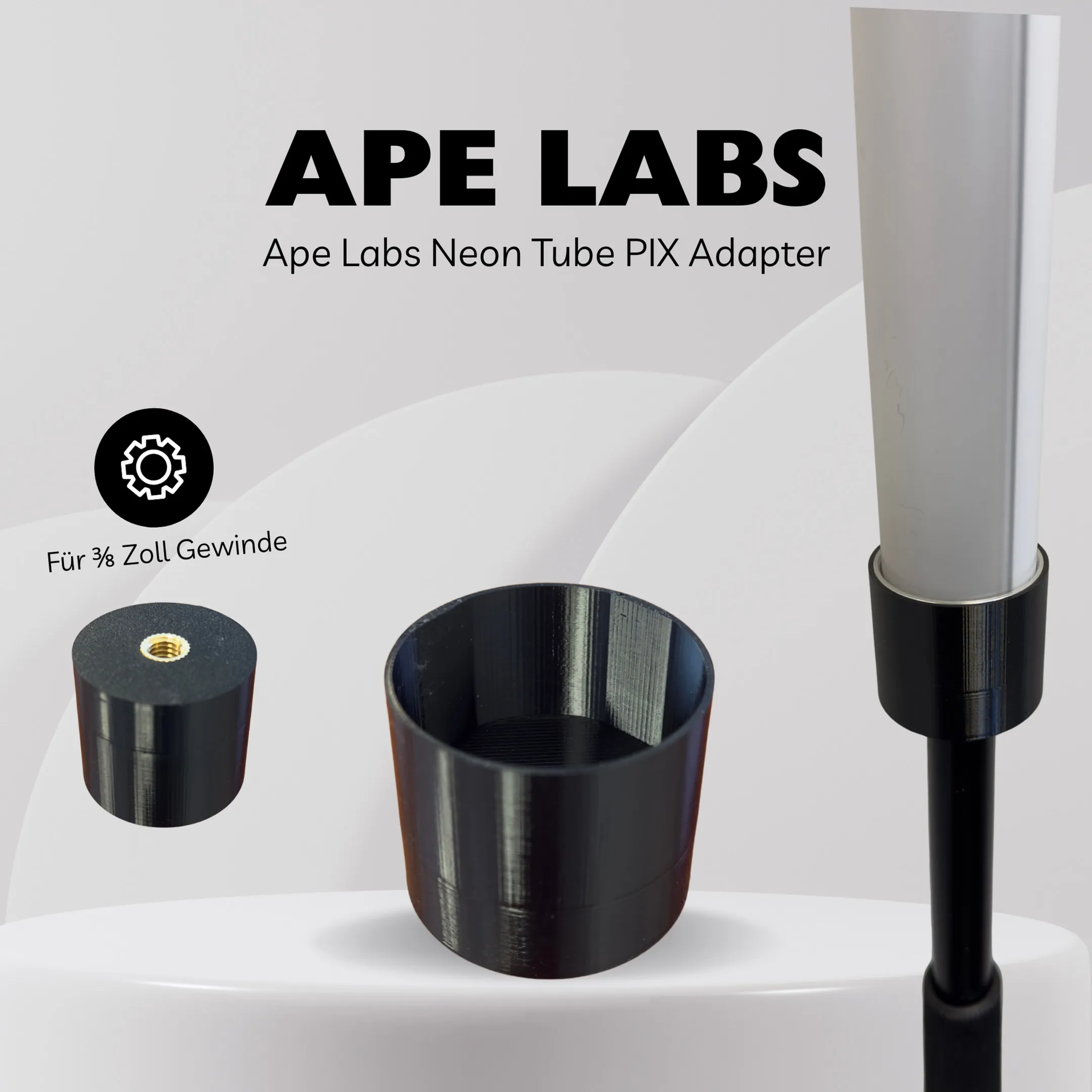 Stative Adapter 3/8 Zoll + Kappe für Ape Labs Neon Tube & Neon Tube PIX