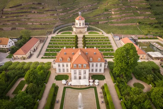 Vogelperspektive des Schloss Wackerbarths